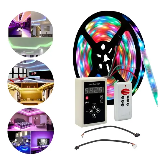 Fita Led 5m Digital 6803 Rgb Com Controle 328 Efeitos Ip67