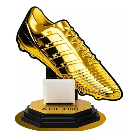 Troféu Futebol Artilheiro Chuteira Ouro 20cm Mdf Acrílico