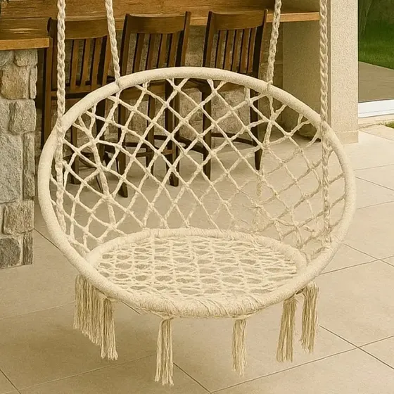 Cadeira De Balanço Rede Suspensa Luxo P/ Área Gourmet Jardim