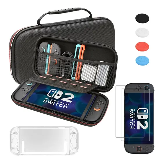 Kit Para Nintendo Switch 2 Case + Acrilico + Película +grips