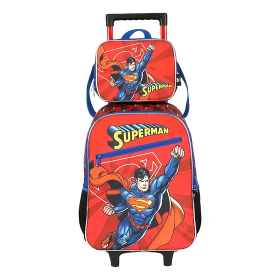 Kit Mochilete Rodinhas E Lancheira Superman Kids Ic42262sm