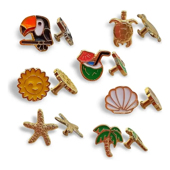 Pins Praia Ouro Pingente Para Chinelo Havaianas Kit 14 Unid