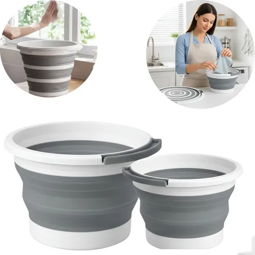 Kit 2 Baldes Dobráveis Silicone 10l E 5l Portátil Retrátil Variadas