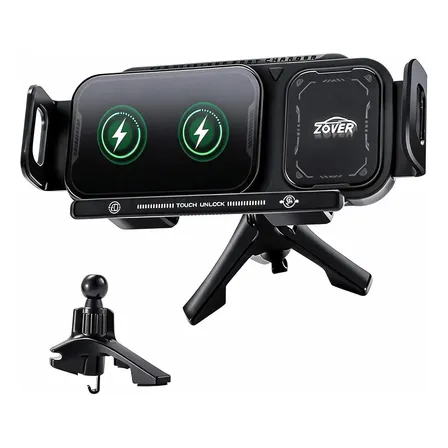 Suporte Para Carro Celular Por Carregamento Sem Fio Indução Preto