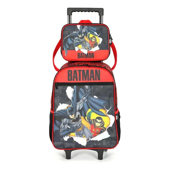 Escolar Luxcel Rodas Lancheira Batman 10l Mochila Ic42302bm