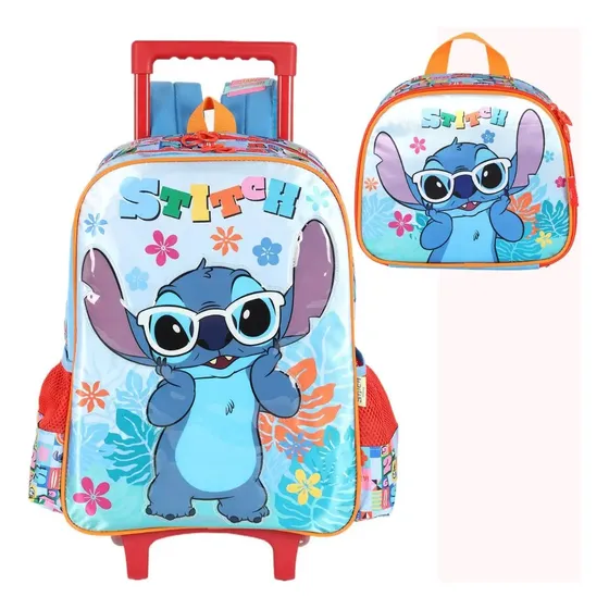Kit Mochilete Com Rodas E Lancheira Luxcel Stitch Ic42392sc