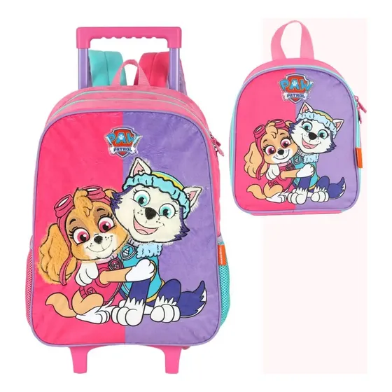 Kit Mochila Rodinhas Patrulha Lancheira Pelúcia Ic42032pa