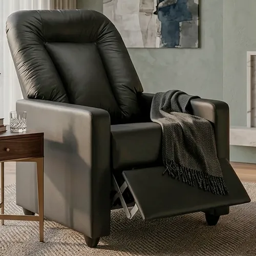 Cadeira Poltrona Do Papai Reclinavel Top Sofas Gamer Sala Preto Corino Liso