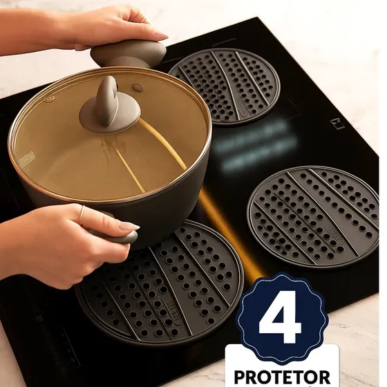 Kit 4 Un Protetor Silicone Cooktop Indução Antiderrapante