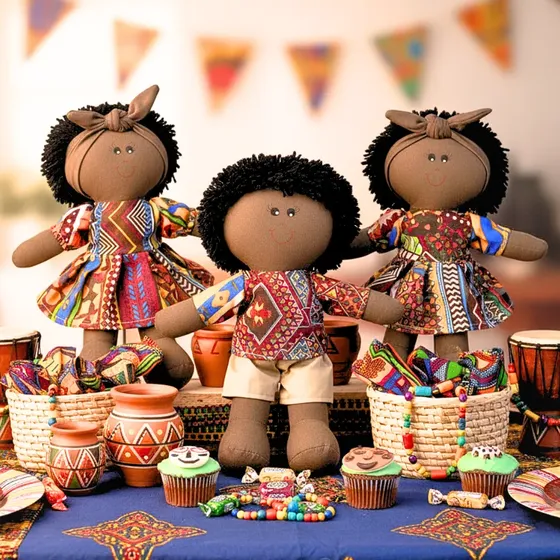 Casal Negro Africano 2 Bonecos De Pano 30cm Inclusão Social