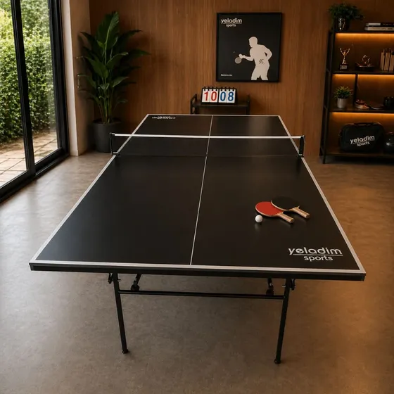 Mesa De Ping Pong Dobrável Com Rodas + Raquetes E Bolinhas