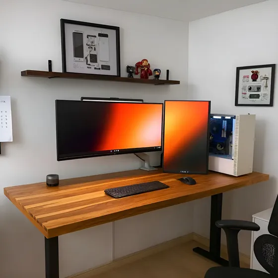 Tampo Teca 140x70cm Madeira 4cm Setup Mesa Gamer Engrossado
