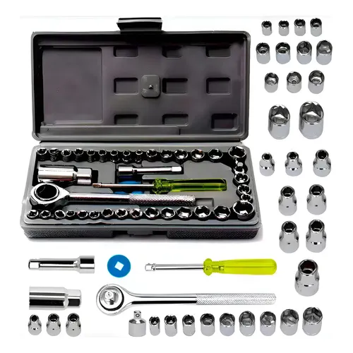 Jogo Chave Catraca 40 Peças Kit Ferramentas Soquete Cachimbo Kit Catraca Jogo 40 Peças Chave