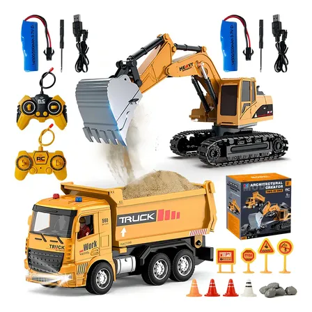 Carros De Escavadeira Controle Brinquedos Engenharia 2in1