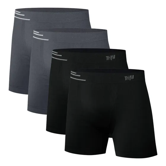 Kit 4 Cueca Boxer Masculina Lupo Original Poliamida Trifil 2 Cinza - 2 Preto M