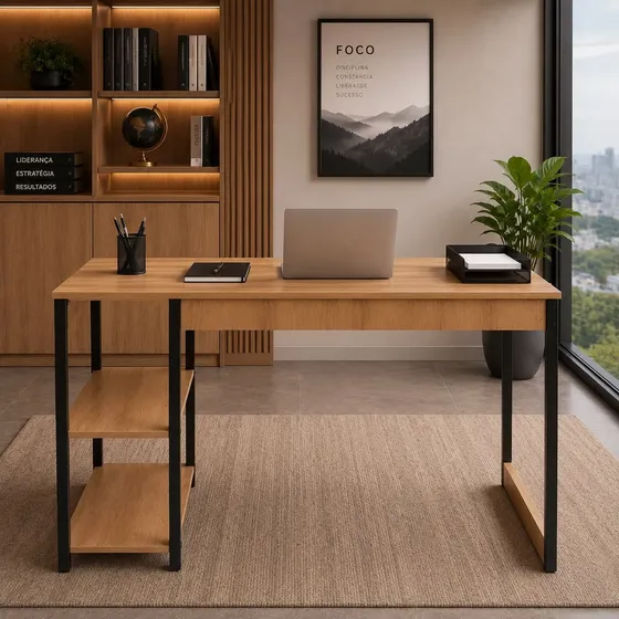 Escrivaninha Mesa Office Estudo Estilo Industrial 1,10m Ajl