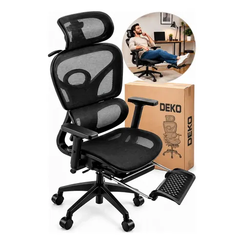 Cadeira De Escritório Ergonômica Executiva Deko Cor Preto Preta Espuma Densidade Alta