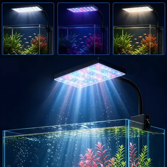 Luminária Clip Para Aquário Led 12w Usb Com 3 Modos De Cores