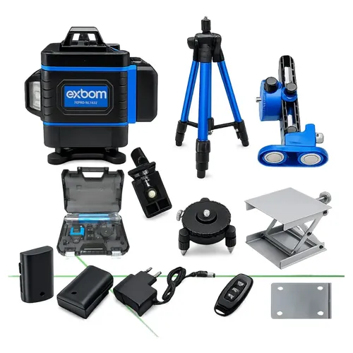 Nível Laser 16 Linhas + Tripé + Maleta + 2 Baterias 360 Pro