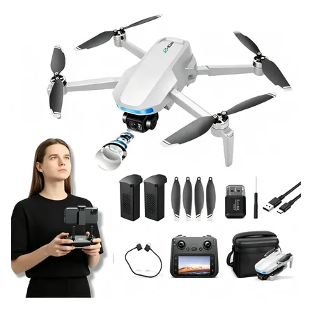 Drone S-x1 Max Gps Câmera 4k Gimbal 3 Eixos 2 Baterias Tela Branco
