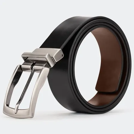 Cinto Masculino Couro Legitimo 2 Em 1 Dupla Face Fivela 360° Marrom Liso 120