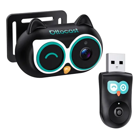 Ottocast Cabin Care Câmera Para Bebê Automotivo Com Adaptador Carplay Sem Fio, Monitor 1080p Hd, Visão Noturna Ir, Ângulo Amplo 150°, Visualização Em Tempo Real Do Banco Traseiro