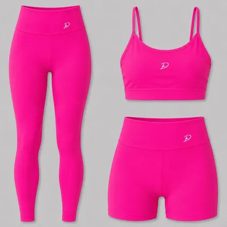 Diasp Fitness Poliamida Top + Leg + Short Blackout Academia Fúcsia Liso M