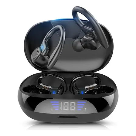 Fone Bluetooth Esportivo Com Gancho E Case Display Led