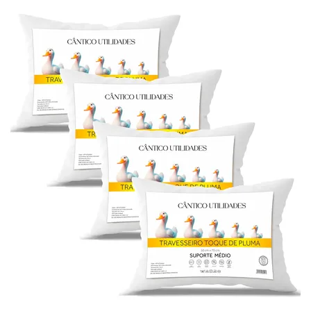 Kit 4 Travesseiro Antialérgico Macio 50x70 Fibra Siliconada Branco
