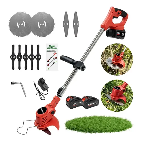 Roçadeira De Grama Aparador Elétrico Com 2 Baterias 98 Vf 127/220v Vermelho