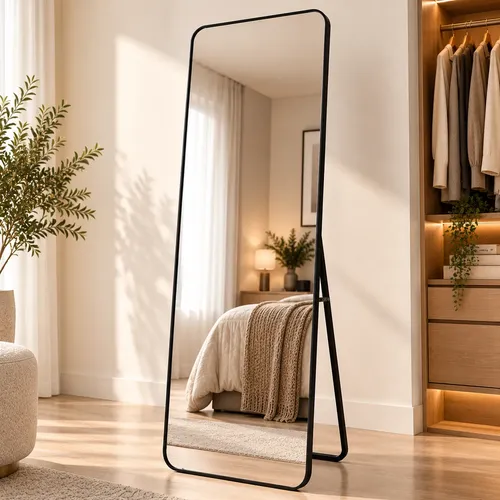 Espelho 160x50cm Corpo Inteiro Orgânico Quarto Grande Duna Preto