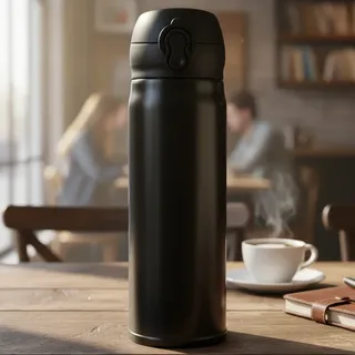 Garrafa Térmica Squeeze Aço Inox 380ml C/ Trava Academia Preto