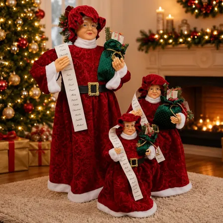 Mamãe Noel Tradicional C/ Presente Decoração Natal Luxo Vermelho 45cm