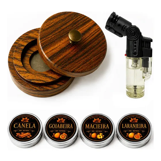 Kit Defumador Profissional Whisky Com Tampa Maçarico Sabores