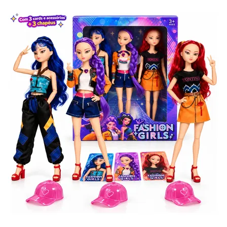 Kit 3 Bonecas Guerreiras Kpop Articulada Demon Hunters Rumi