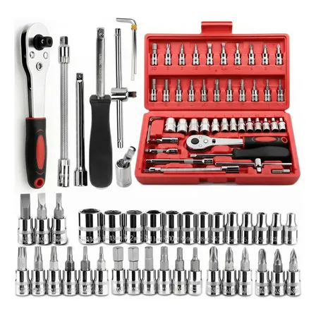 Kit 46 Peças Jogo De Chave Catraca Soquete Combo Maleta