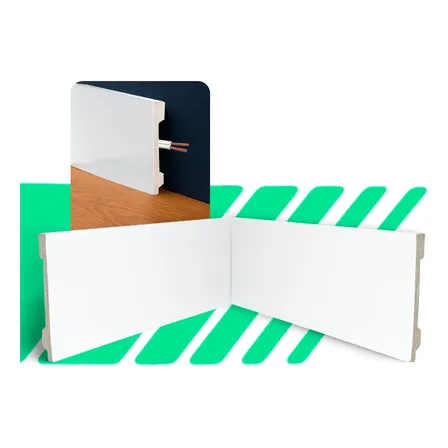 20m Rodapé Poliestireno 15cm Resistente Umidade Livre Pragas Branco Liso