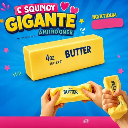 Squishy Manteiga Gigante 13cm Anti Estresse Slow Rising Butt Amarelo