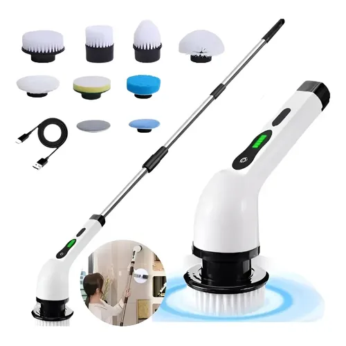 Esfregão Elétrico Giratório 360° Recarregável 25w Limpeza Branco