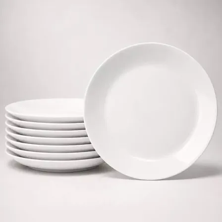 Jogo De 12 Pratos Em Opaline Vidro Branco Mesa Posta Branco Liso