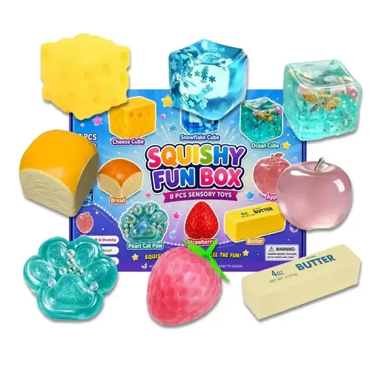 Kit 8 Brinquedos Sensoriais Squishy Antiestresse