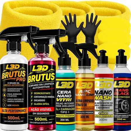 Kit Limpeza Automotiva Cera Carnaúba Removedor Chuva Acida