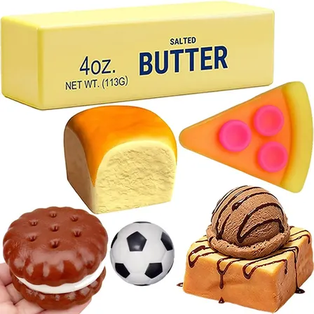 Conjunto De 6 Peças Squeeze Squishy Butter Block Pizza Stres