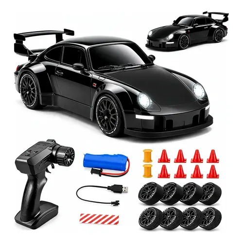 Carrinho Controle Remoto Drift 4x4 1:24 Recarregável Com Led Preto