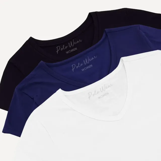 Kit 3 Camisetas Básicas Feminina Polo Wear Sortido