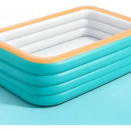 Piscina Inflável Grande Família 2000l Pvc Espessa Resistente Azul Turquesa E Laranja Quente