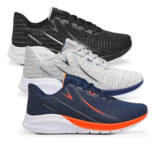 Kit 3 Tênis Masculino Prospect Spark Academia Caminhada Leve