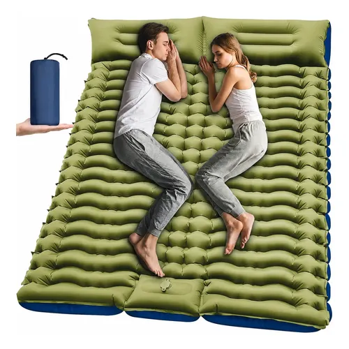 Colchão Inflável Dobrável Para Acampamento190*130*8cm, Dupla Verde