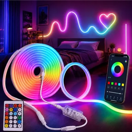 Fita Neon Led Rgbic 5m App Música Controle Remoto+som Ip67