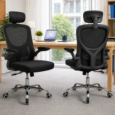 Cadeira De Escritório Ergonômica Giratória Tela Mesh Preta
